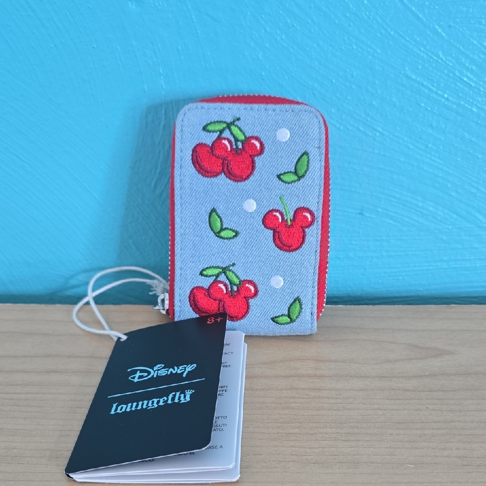 Disney Loungefly Denim and Red Cherry Card Holder